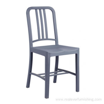 Modern plastic navy side chair with footrest
